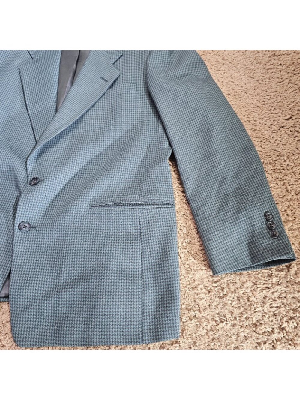 Vintage Pierre Cardin Wool Blazer Jacket Mens 42R Green Gray Man in Wool 80s - Picture 9 of 13